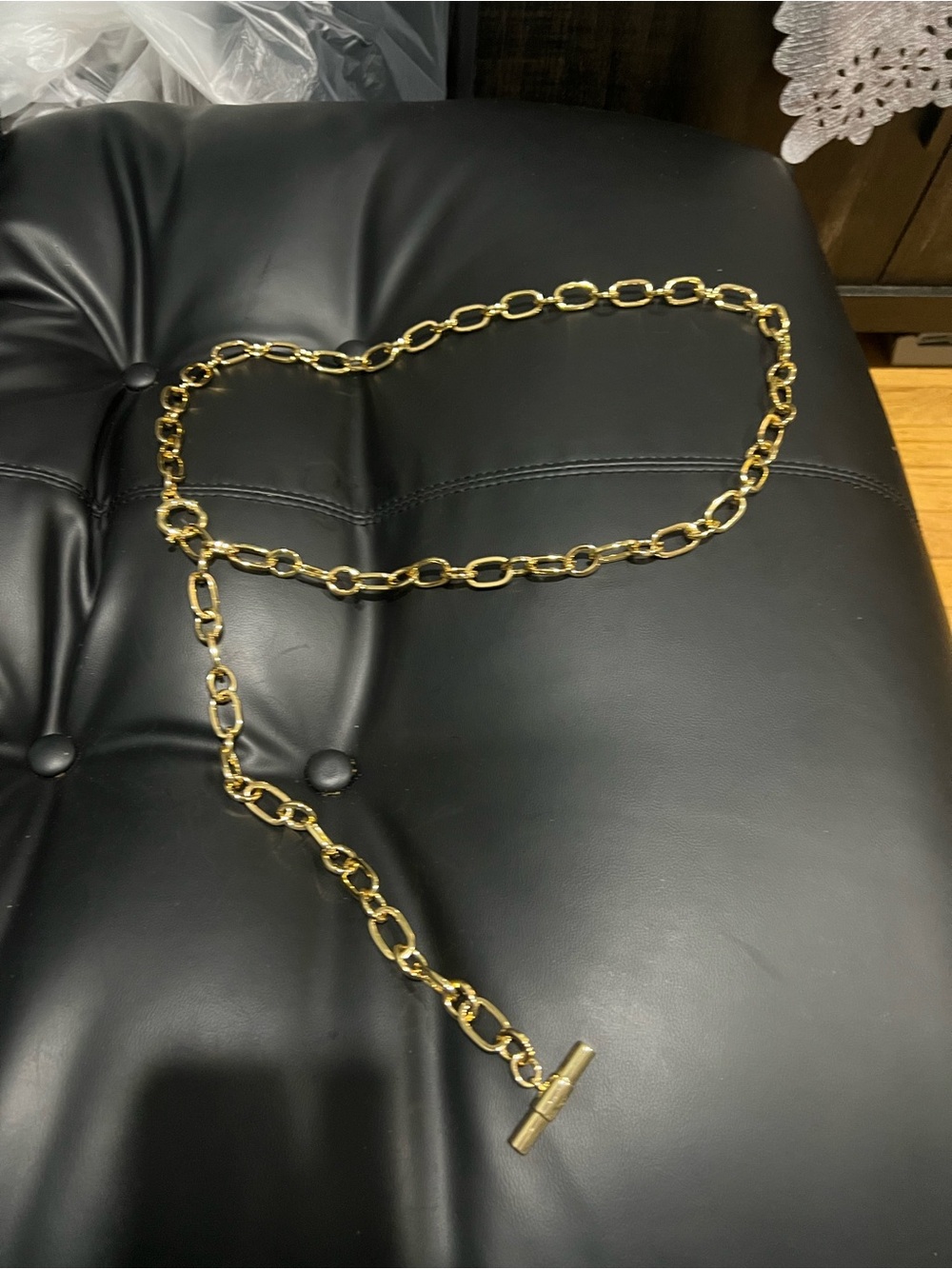 Ralph Lauren Gold-Tone Oval Link Toggle Chain Belt